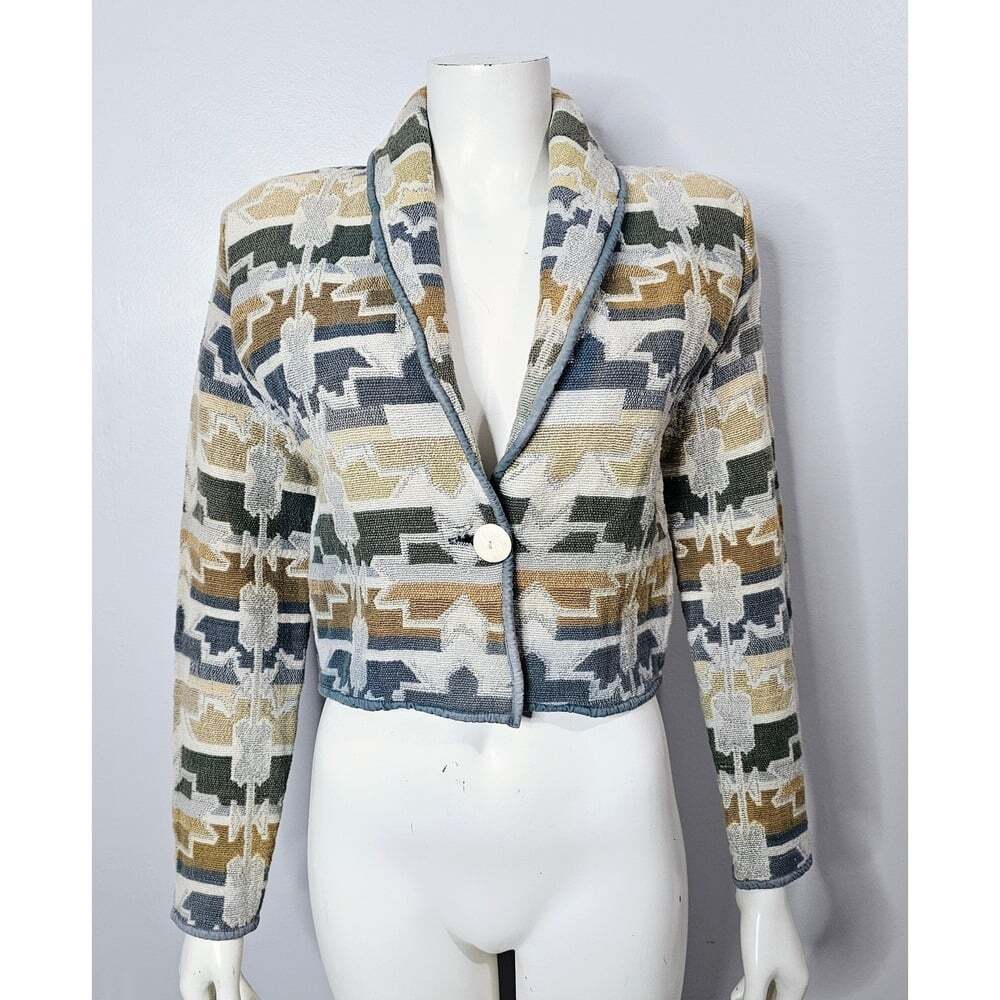 Vintage 1990s Tapestry Jacket, Southwestern, Aztec, Cropped